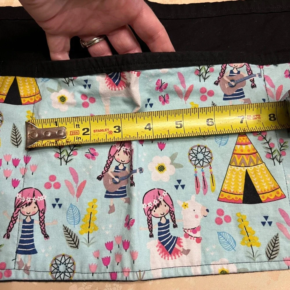 Handmade Boho Llama Teepee Print Waist Apron Pockets Server Crafting adjustable